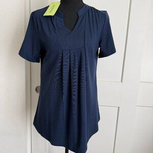 Women's Navy Blue Short Sleeve Shirt NWT Size M by Anyhold